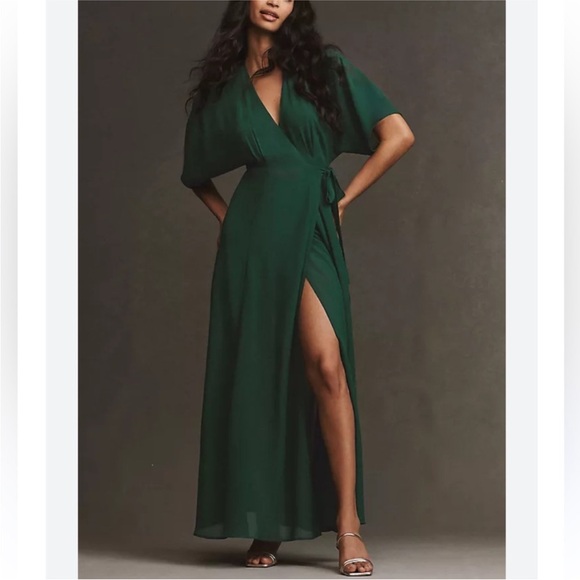 Reformation Dresses & Skirts - Reformation Winslow Emerald Green Wrap Maxi Dress